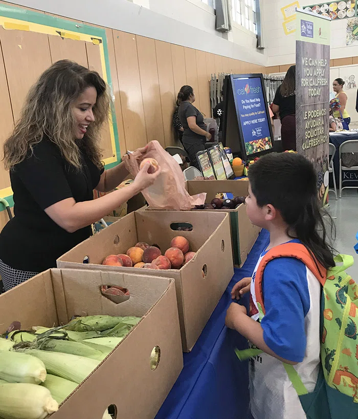 Students received fresh produce from the Sacramento Food Bank & Family Services.