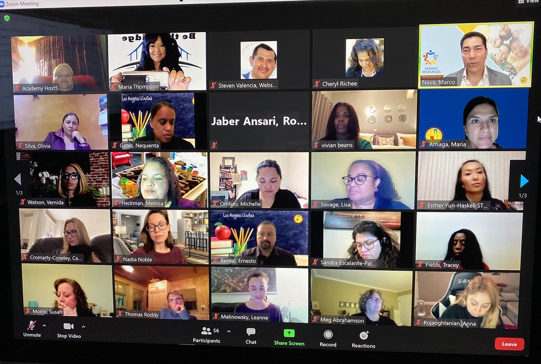 Screenshot of Aspiring Admininistrators Zoom meeting with 25 attendees.