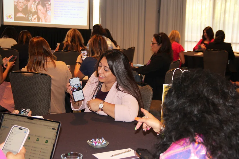 Attendees at the session were encouraged to promote female leaders by sharing social posts.