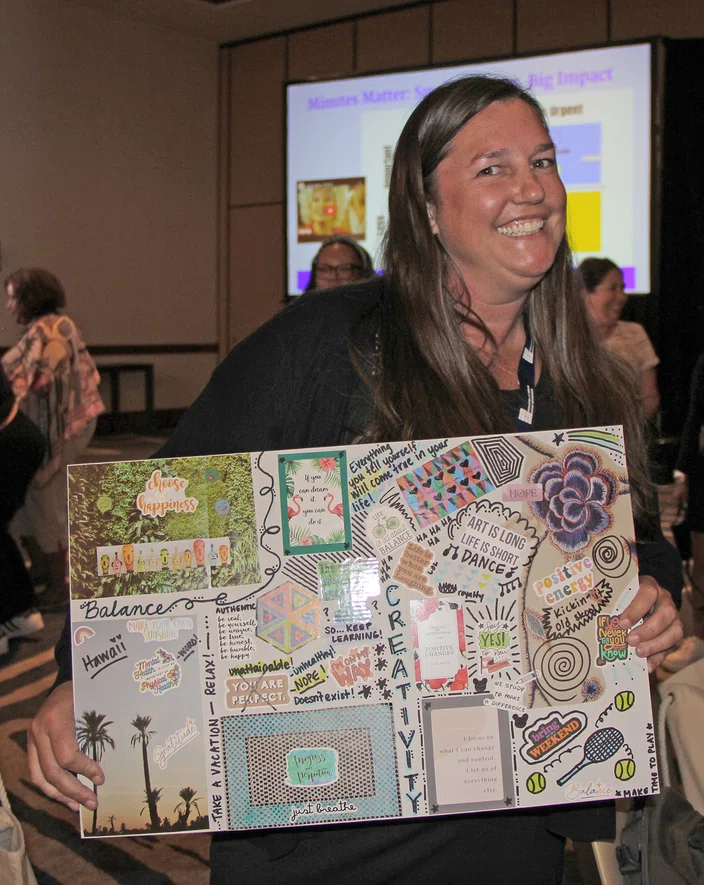 Principal Ashley Meese (Butte COE) shows her vision board.