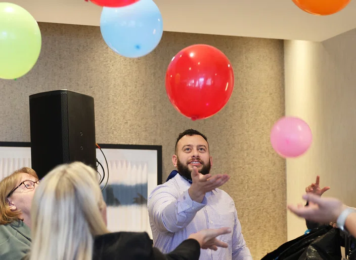 Attendee Shadi Safi participates in an exercise during ECC.