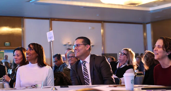 ACSA President Rafael Plascencia, center, during a general session at Superintendents’ Symposium.