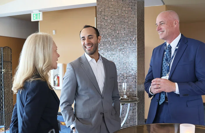 ACSA Executive Director Edgar Zazueta, center, with superintendents Kelly Staley and Jim Cloney.