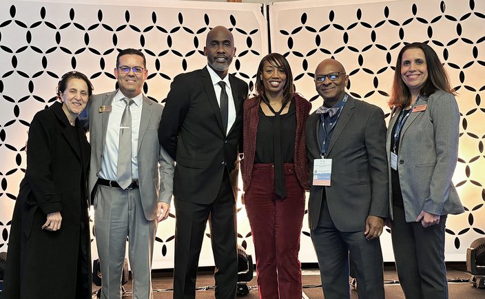 ACSA board officers and staff with keynote Tyrone C. Howard at the 2025 Superintendents’ Symposium.