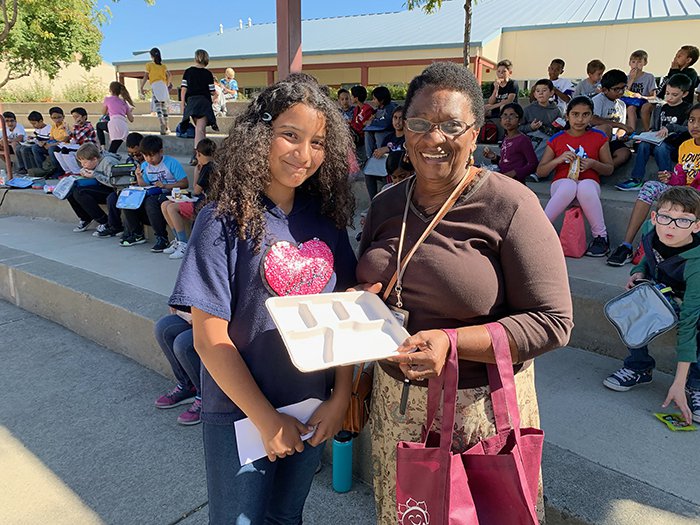 Folsom Cordova USD student and staff member at lunchtime.