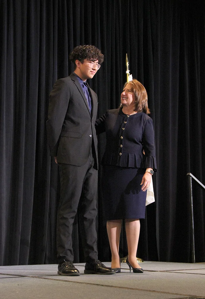 ACSA President Linda Kaminski with Region 14 ESS winner Richard Montes.