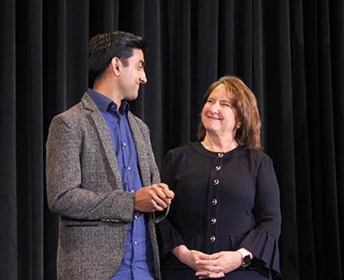 ACSA President Linda Kaminski with Region 4 ESS winner Ali Hussain.