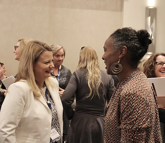 Attendees share during a session.