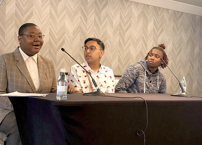 Recent high school graduates share their experiences during a panel discussion at IgnitEd.