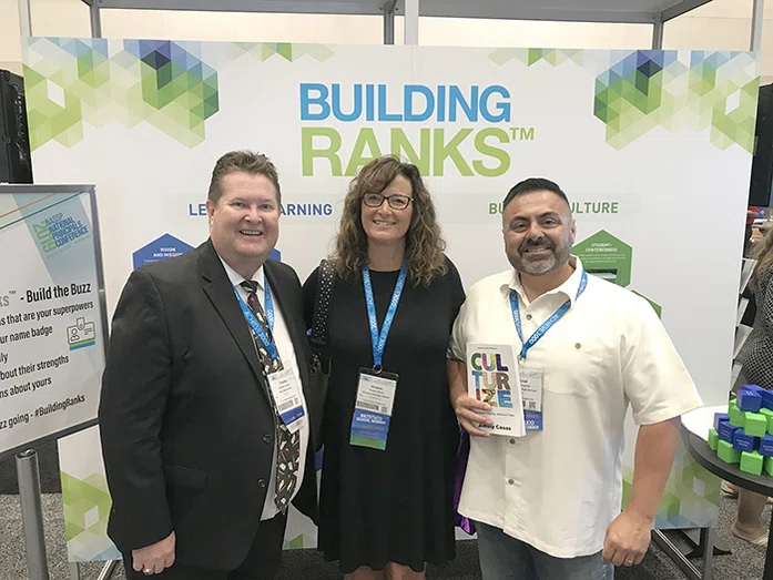 Principal Derrick Lawson, Assistant Principal Kristin Wood and Principal Gabriel Fajardo.