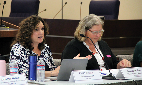 Cindy Marten and Deidre Walsh at the charter school panel.