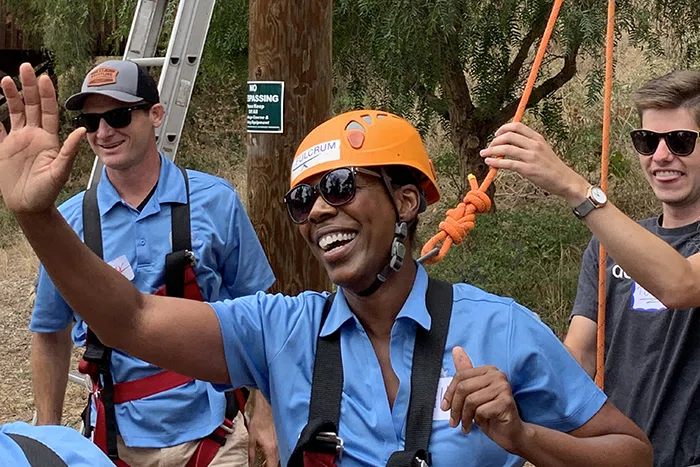 Principals at the ropes course.