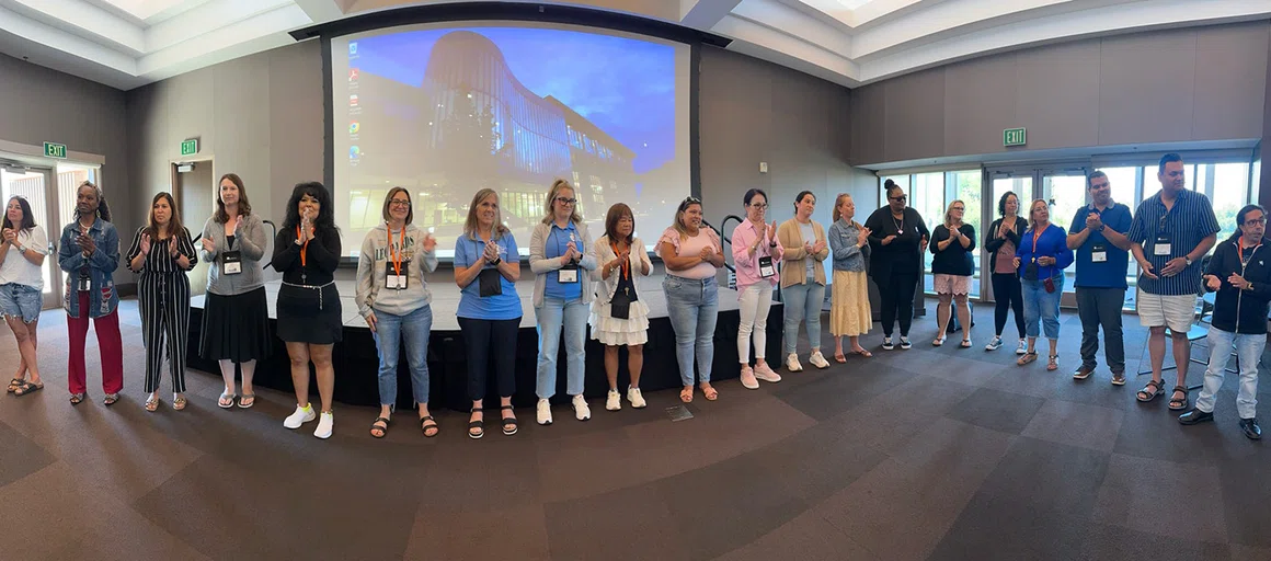 Principals participate in a group activity during the institute.