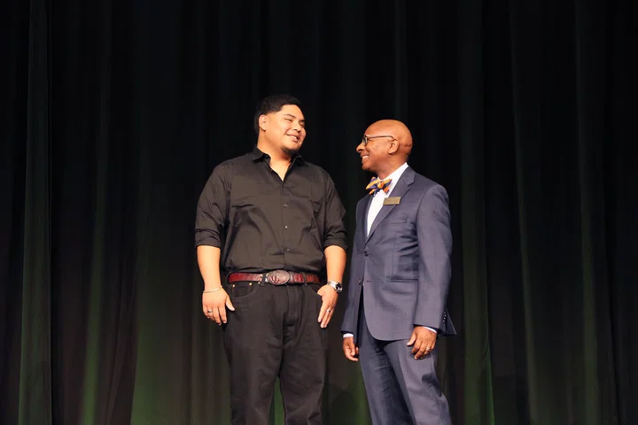 Dr. Daryl Camp with Region 13 ESS winner Brayan Hernandez.