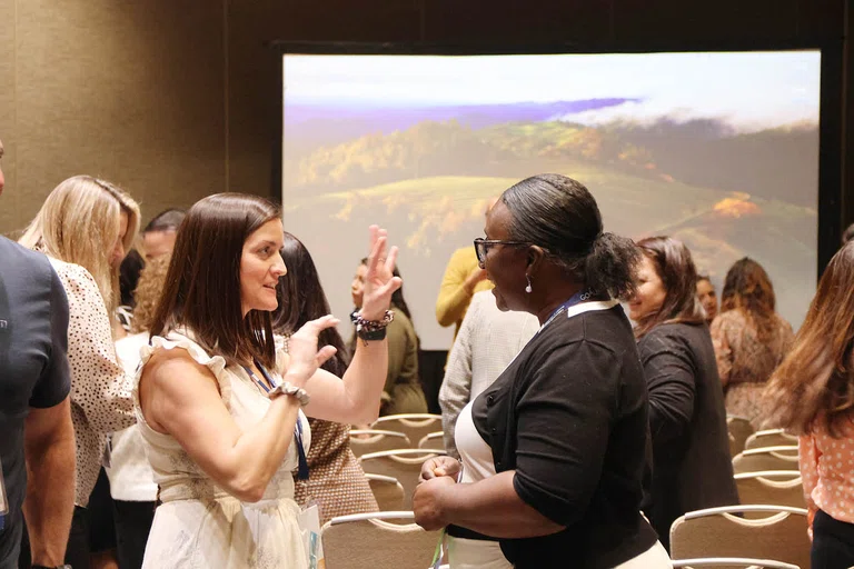 Attendees participate in an activity during the session “Joyful Leadership.”
