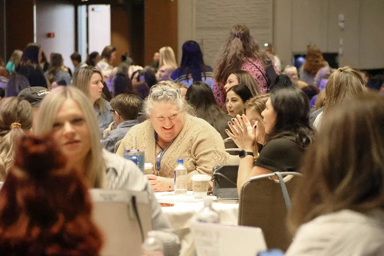 Attendees gather for the second general session.