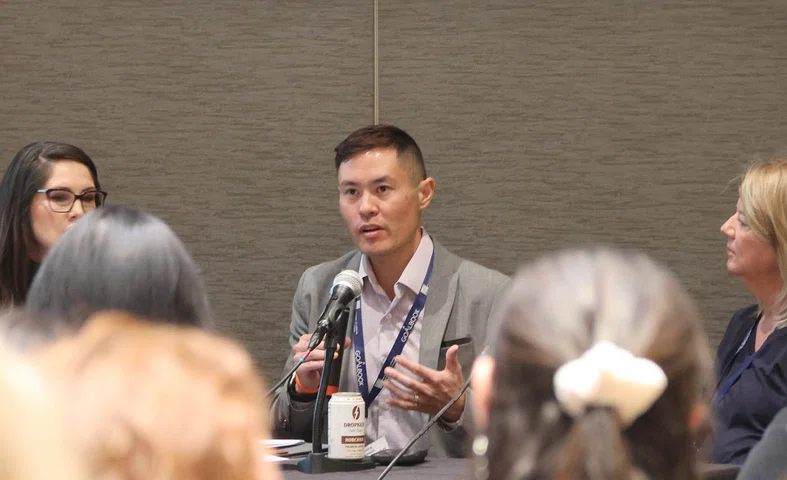 Cy Hiyane, school psychologist, Clovis USD, during the presentation, “School Psychs in the Hot Seat.