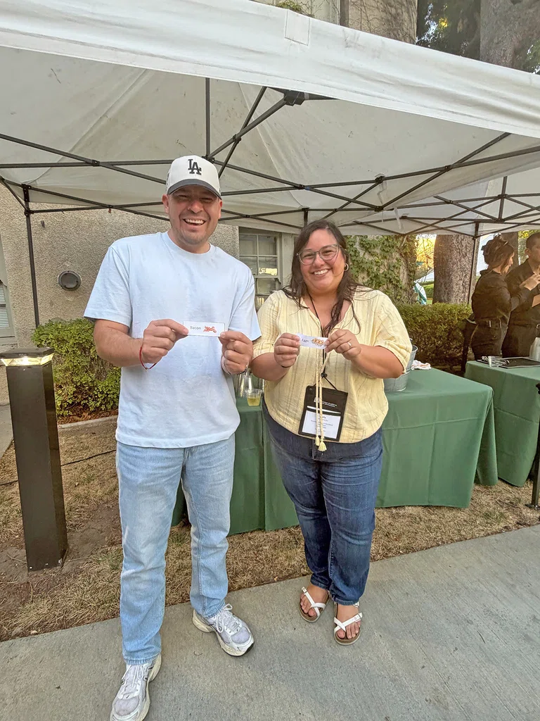 Participants find their match — eggs and bacon — during an activity.