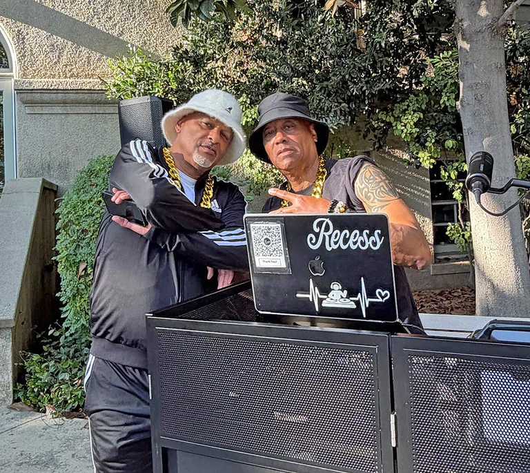 Team Leaders Dr. Edison Kelly and Schel Brown kick it old school.