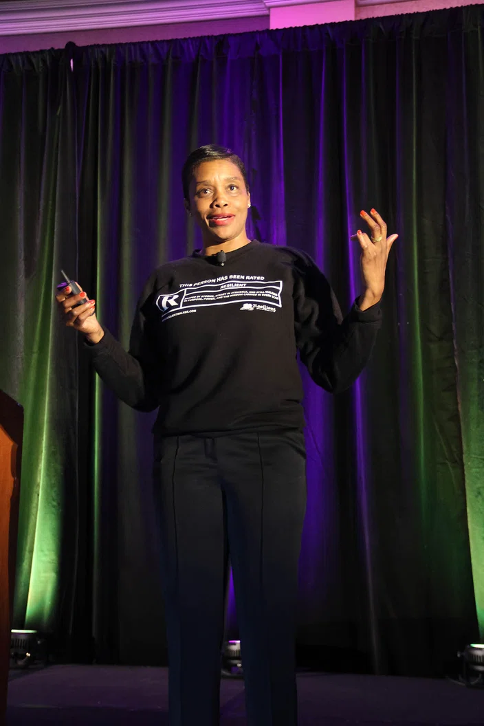 Keynote speaker Dr. Shree Walker challenges attendees to lead with purpose.