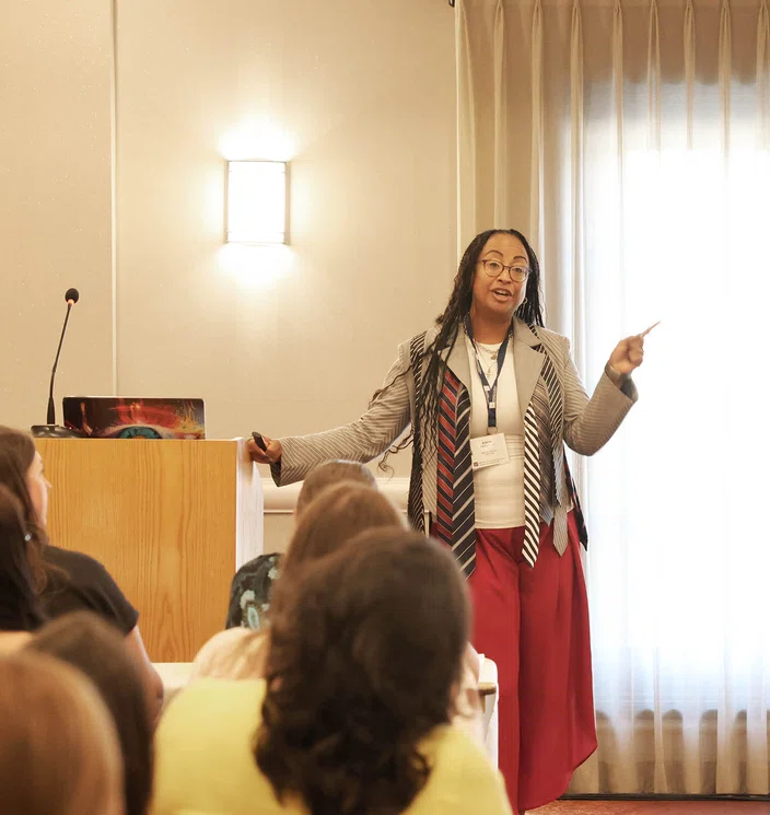 Dr. Adaina Brown presents on courageous leadership.