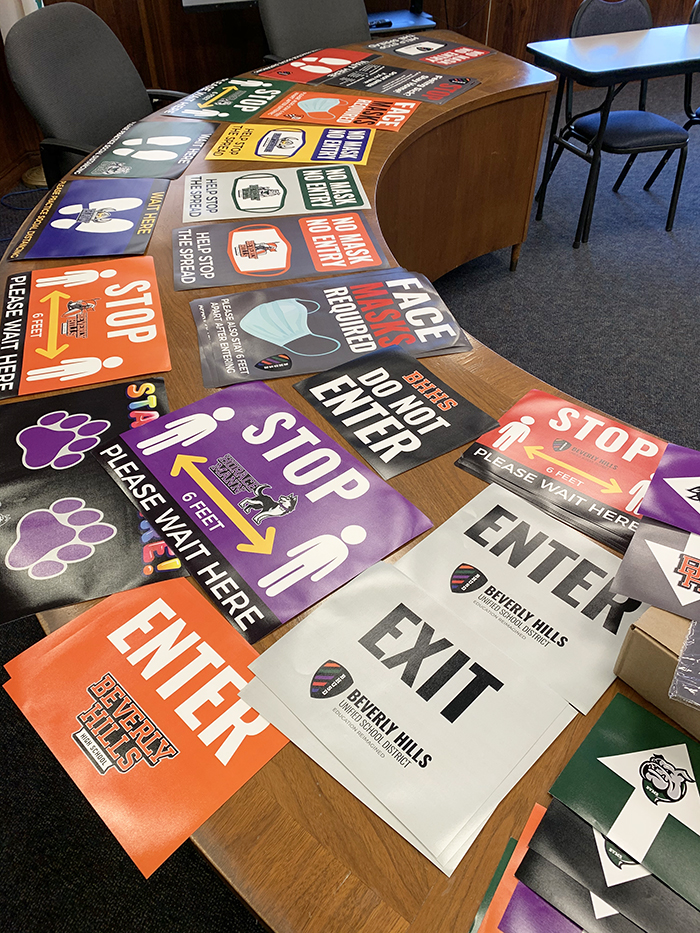 Beverly Hills USD has produced signage for schools to help with social distancing.