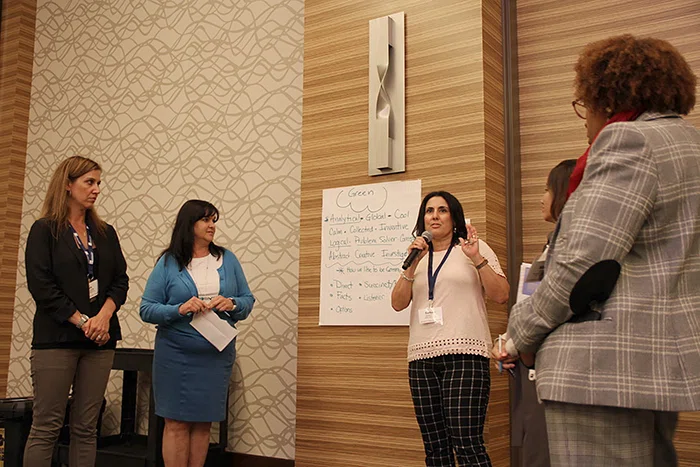 Attendees analyze their leadership styles during Megan McMills’ session on Courageous Conversations.